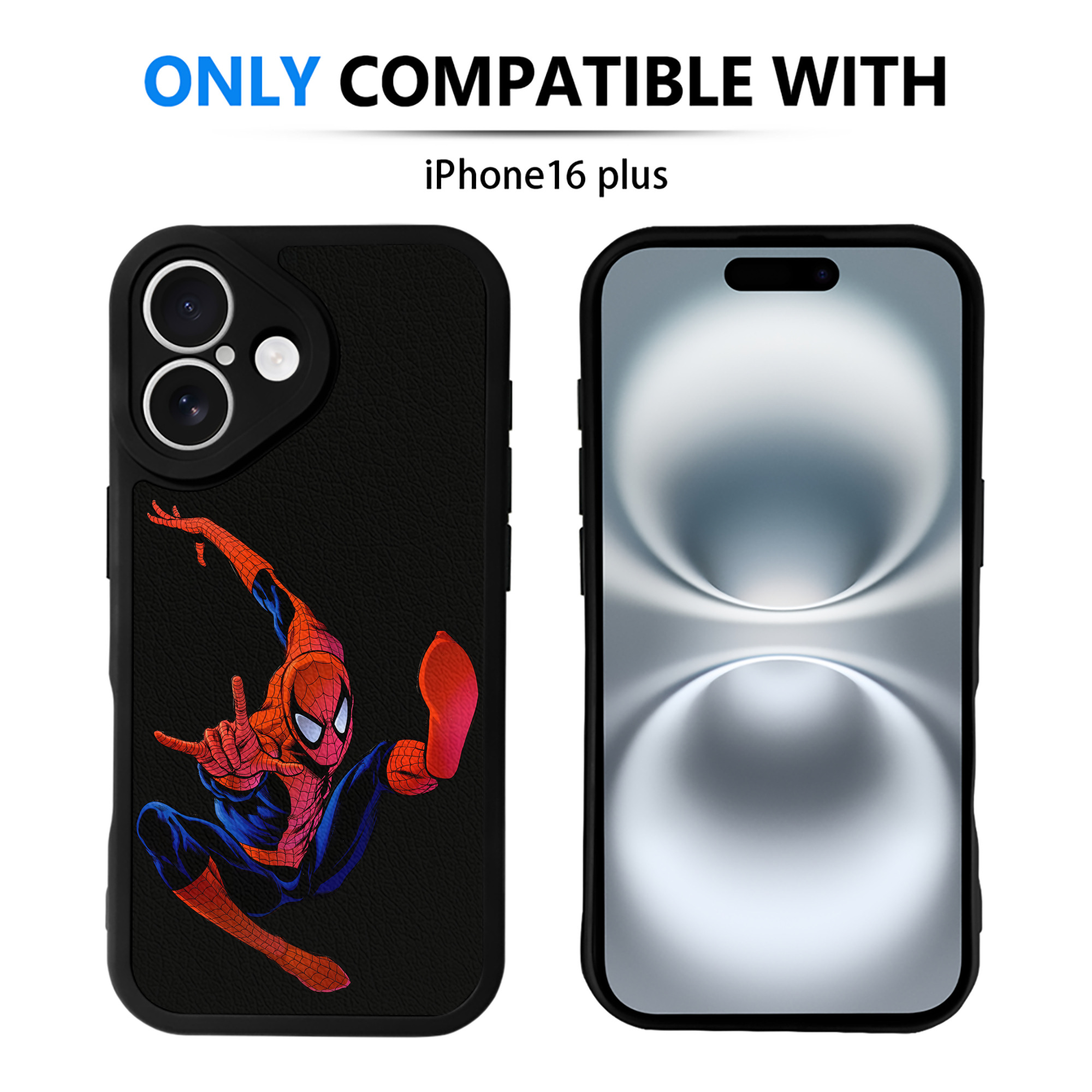 （画像用） Spider Man スパイダーマン 【iPhone 16シリーズ対応】シリコンスマホケース（レザー調） 材質：シリコン